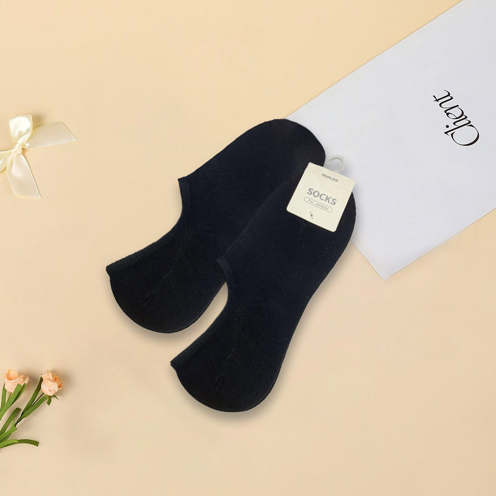 Women's Stitched No-Show Socks - 2 Pair / Black – Mumuso
