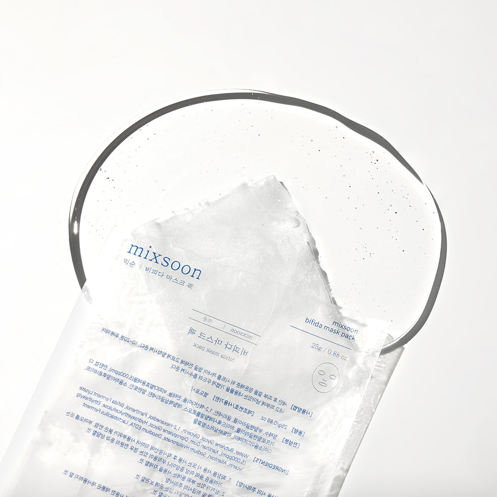 Mixsoon Bifida Mask Pack sachet resting inside a clear bowl