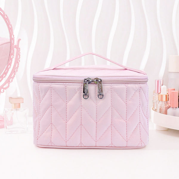 Mumuso Herringbone Cosmetic Case - Pink