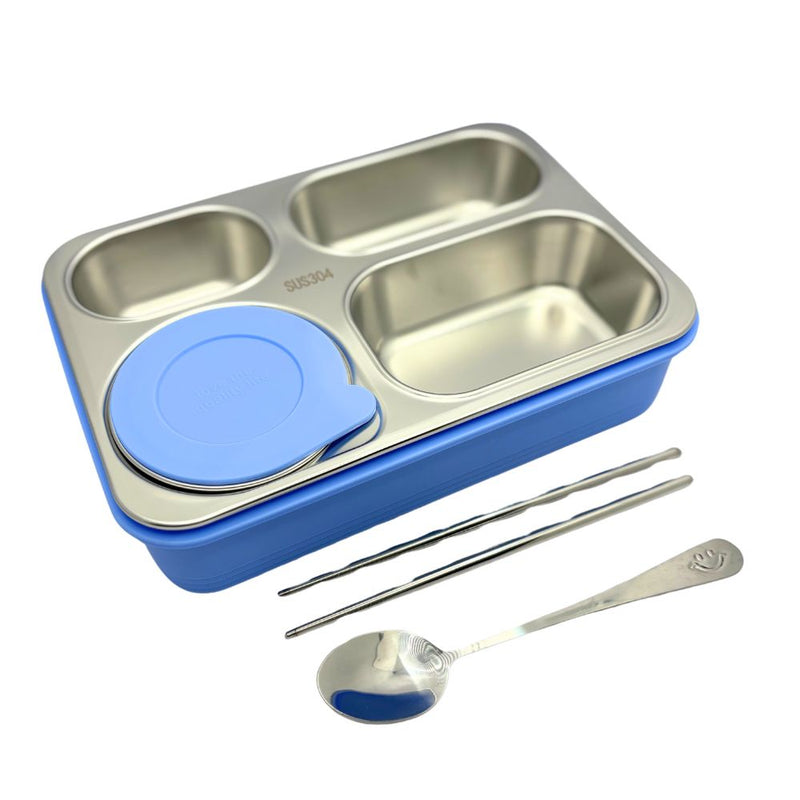 Mumuso 4 Compartment Stainless Steel Lunch Box - Blue