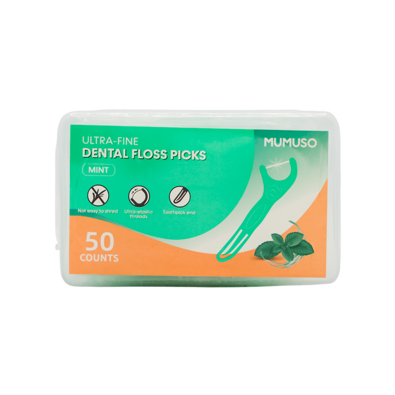 Mumuso Ultra-Fine Dental Floss Picks - Mint (50 counts)