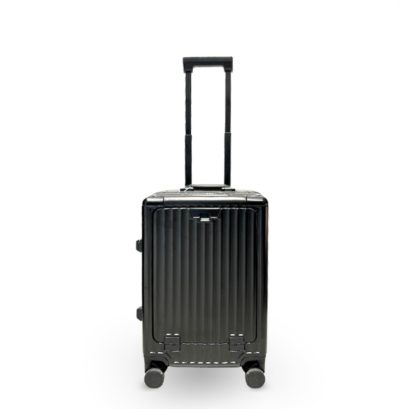 Mumuso Side-Opening Aluminum Frame Luggage - Black (20in)