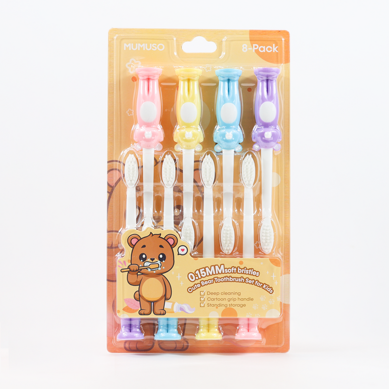 Mumuso Cute Bear Toothbrush Set For Kids (8-Packs)