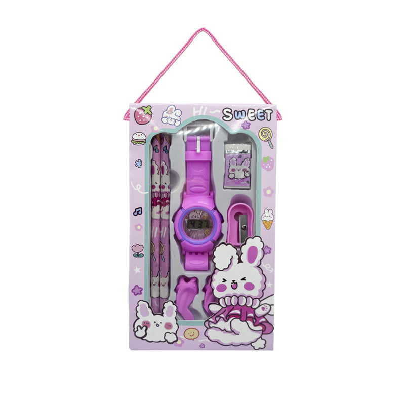 Mumuso Watch Stationery Set - Pink (