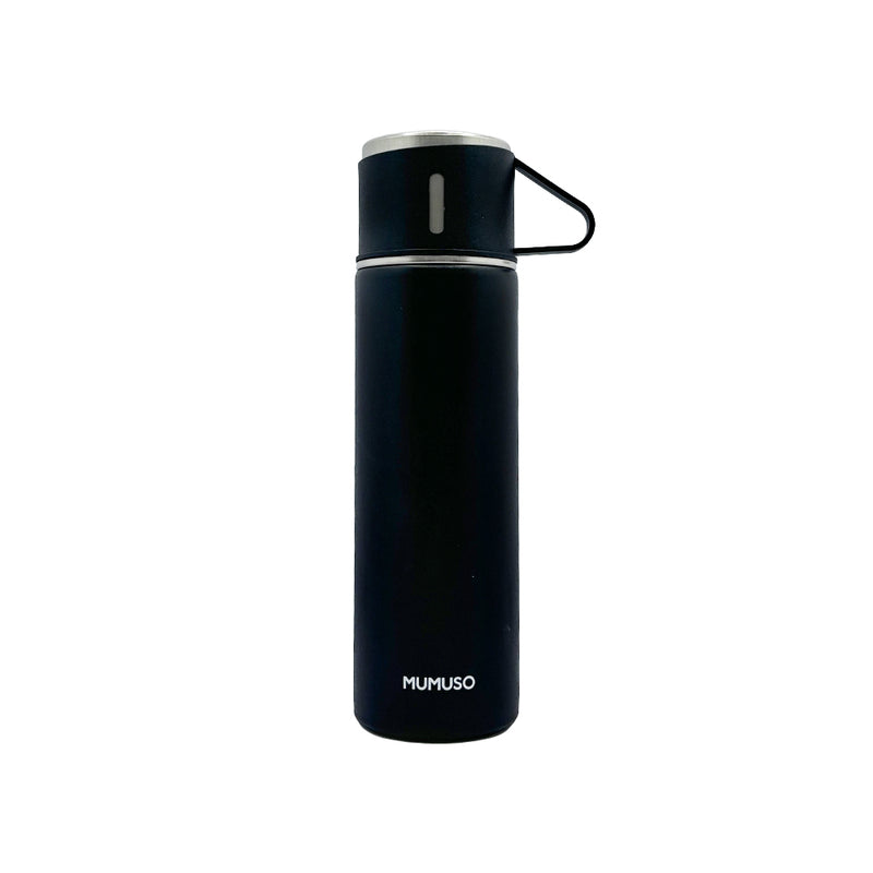 Mumuso Insulated Water Bottle with Three Cups - Black