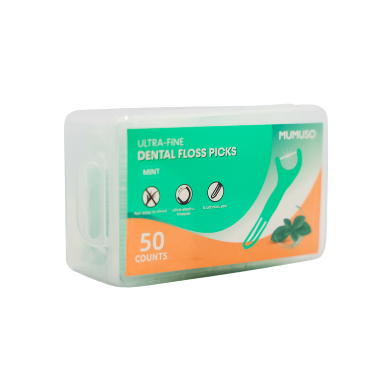 Mumuso Ultra-Fine Dental Floss Picks - Mint (50 counts)