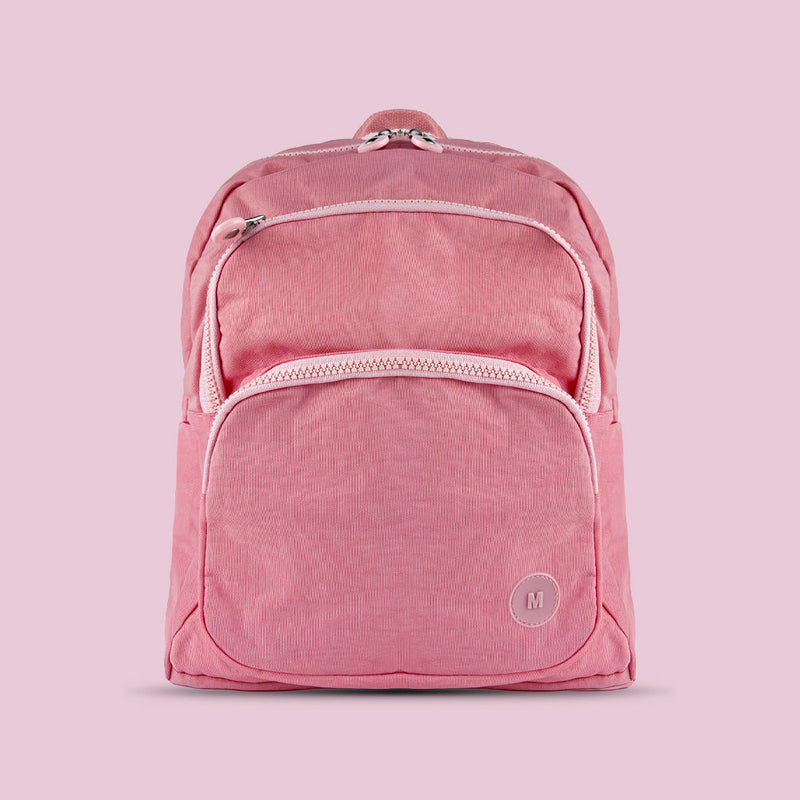 Mumuso Simple Washed Nylon Backpack - Pink