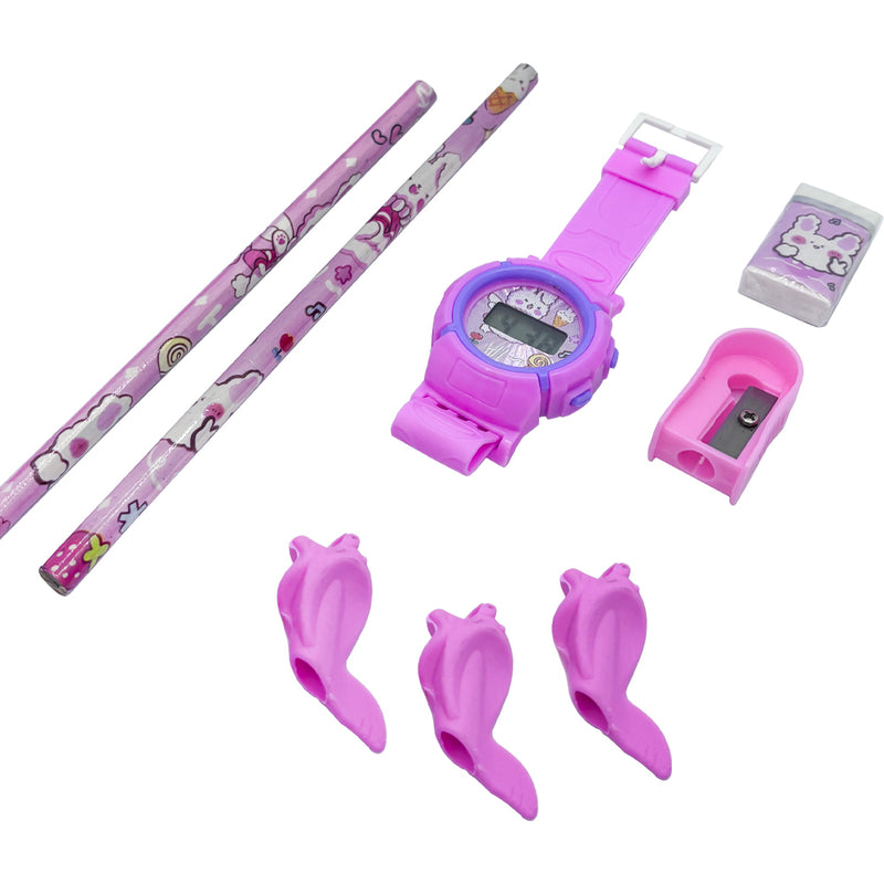 Mumuso Watch Stationery Set - Pink (