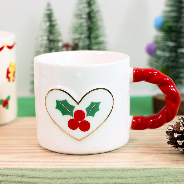 Mumuso Christmas Ceramic Mug With Spiral Handle (250 Ml/Style A)