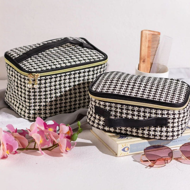 Mumuso Jacquard Weave Cosmetic Case - Black