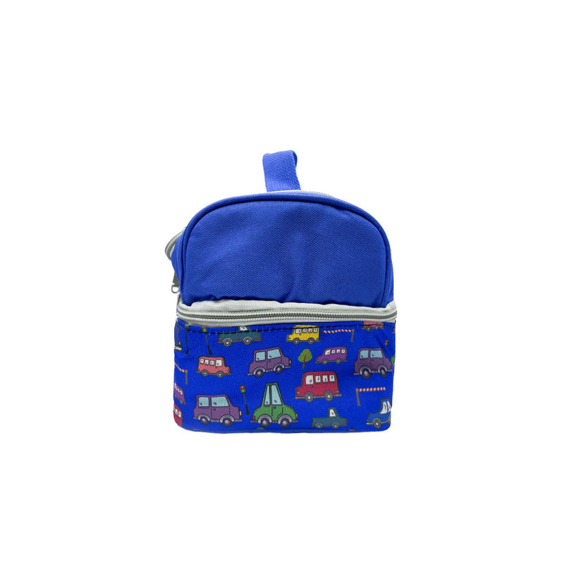 Mumuso Double-Layer Insulated Lunch Bag - Cartoon Vehicles (Blue)