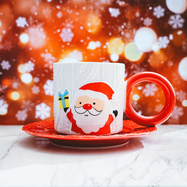 Mumuso Christmas Embossed Hand-Painted Ceramic Mug (250 Ml/Style B)