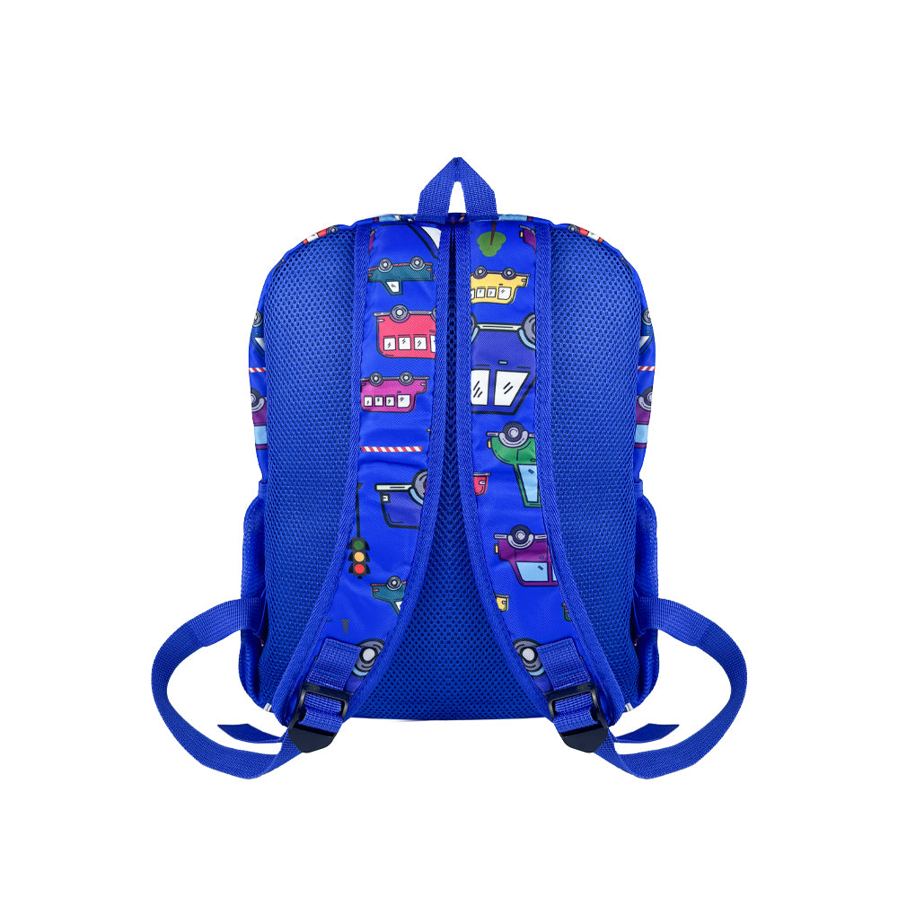 Mumuso Cartoon Vehicles Backpack Blue