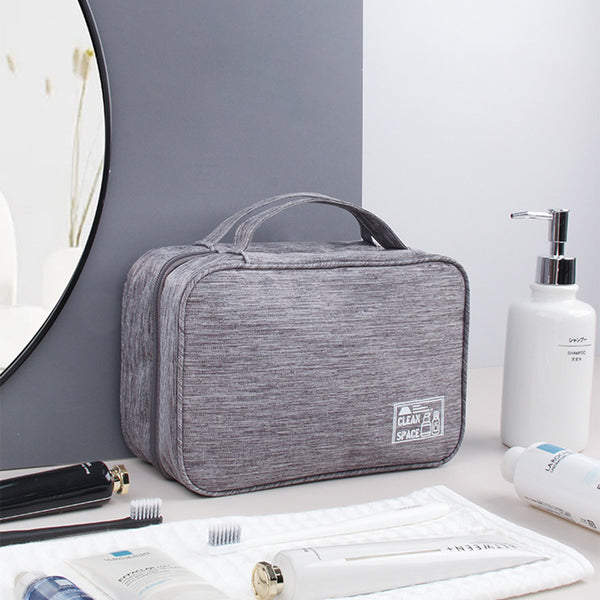 Mumuso Cationic Multi-Bin Wash Bag Organizer with Handle - Grey