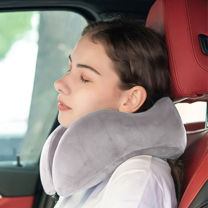 Mumuso Magnetic Cloth U-Shaped Neck Pillow - Grey