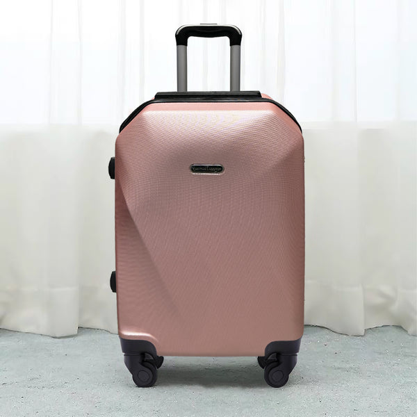 Mumuso Pattern Trolley Luggage 8065 - Rose Gold