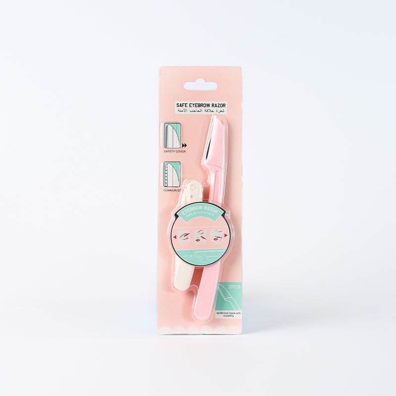 Mumuso Safe Eye Brow Razor - Pink & White (2pcs)