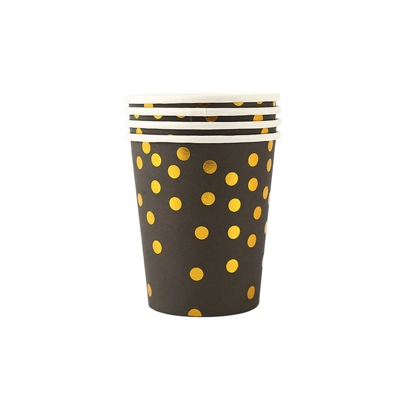 Mumuso Disposable Cup with Gold Dots Design - Black (10 pcs/pack)