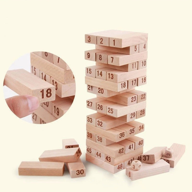 Mumuso Numbered Rubberwood Stacking Blocks