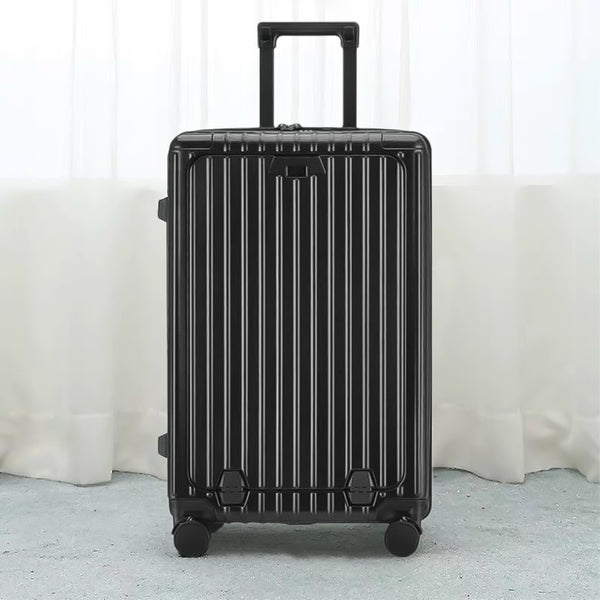 Mumuso Side-Opening Aluminum Frame Luggage - Black (20in)