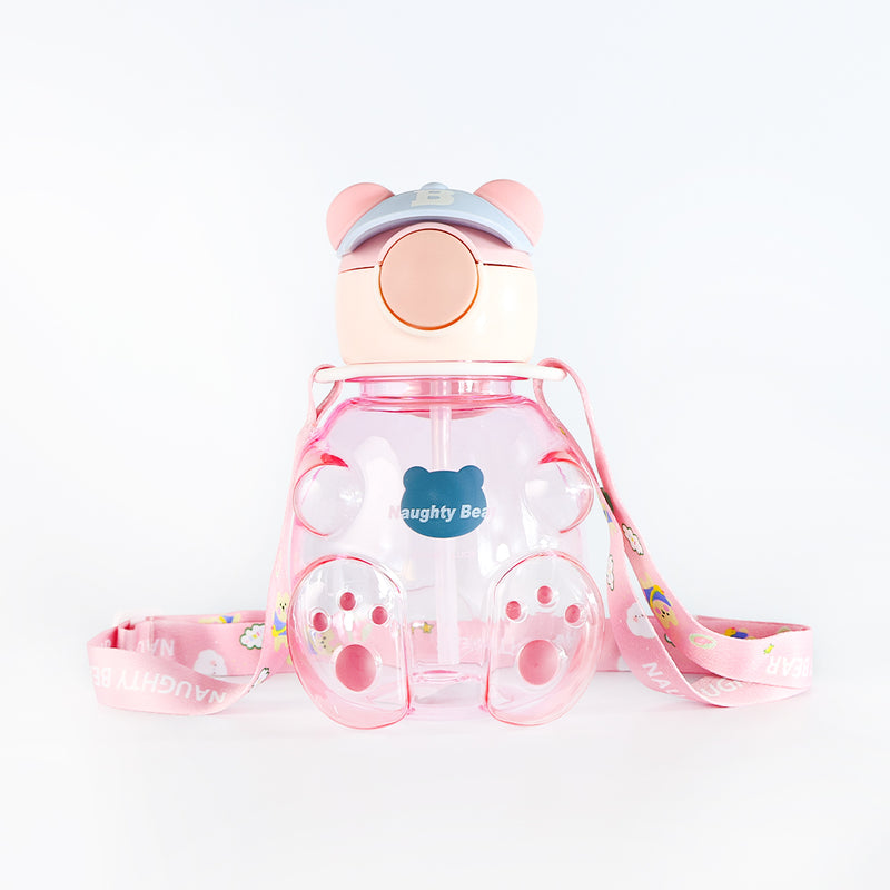 Mumuso Clear Bear Cup for Kids - Pink (750ml)