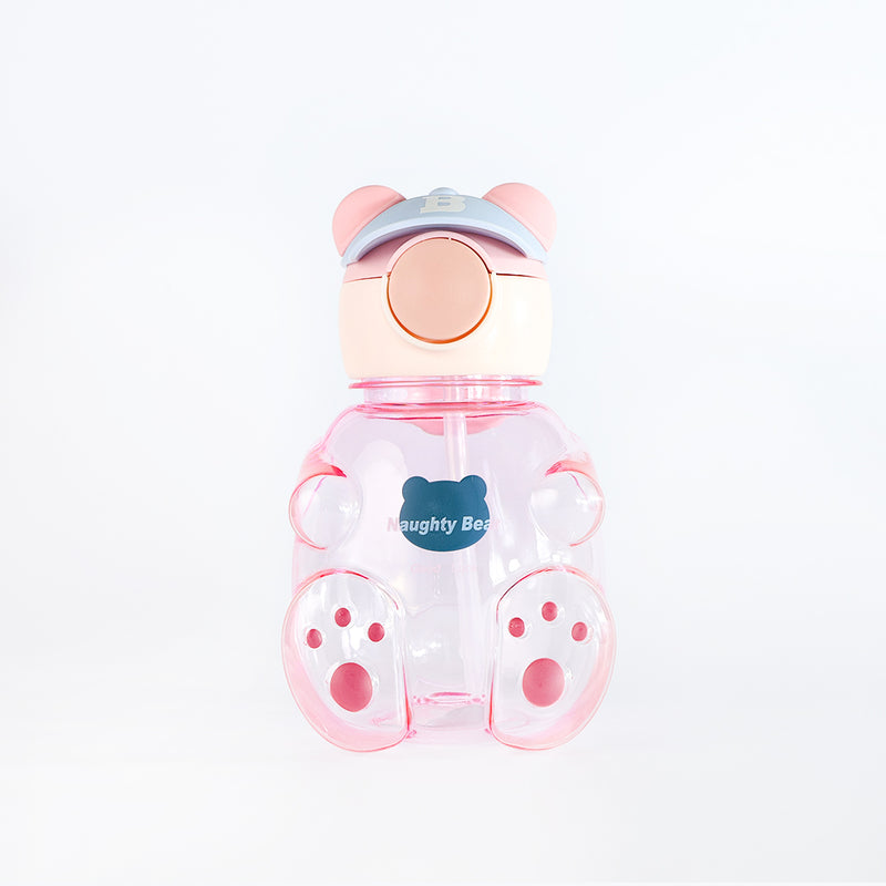 Mumuso Clear Bear Cup for Kids - Pink (750ml)