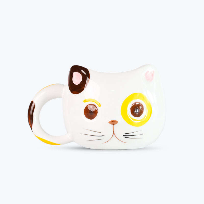 Mumuso Big Head Cat Cup - White (430ml)