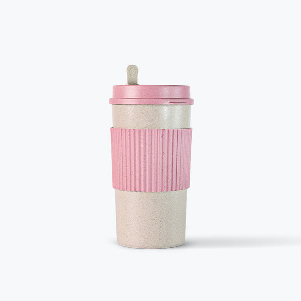 Mumuso Wheat Aroma Series Handheld Heat-Insulated Multifunctional Water Cup - Pink (450ml)