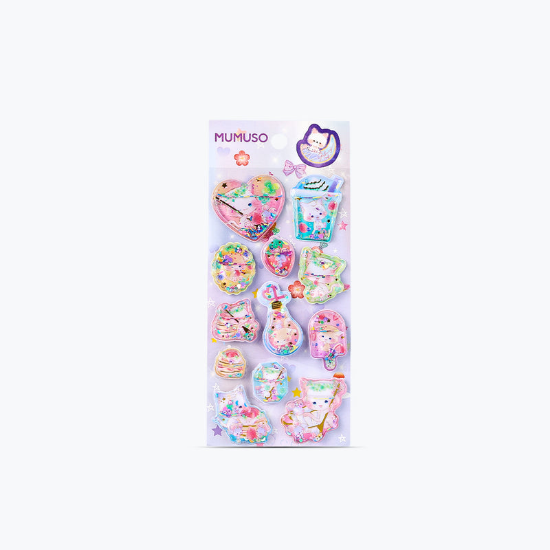 Mumuso Stickers With Floating Glitter