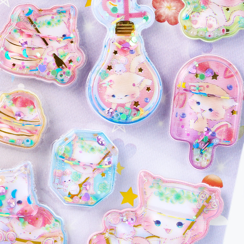 Mumuso Stickers With Floating Glitter