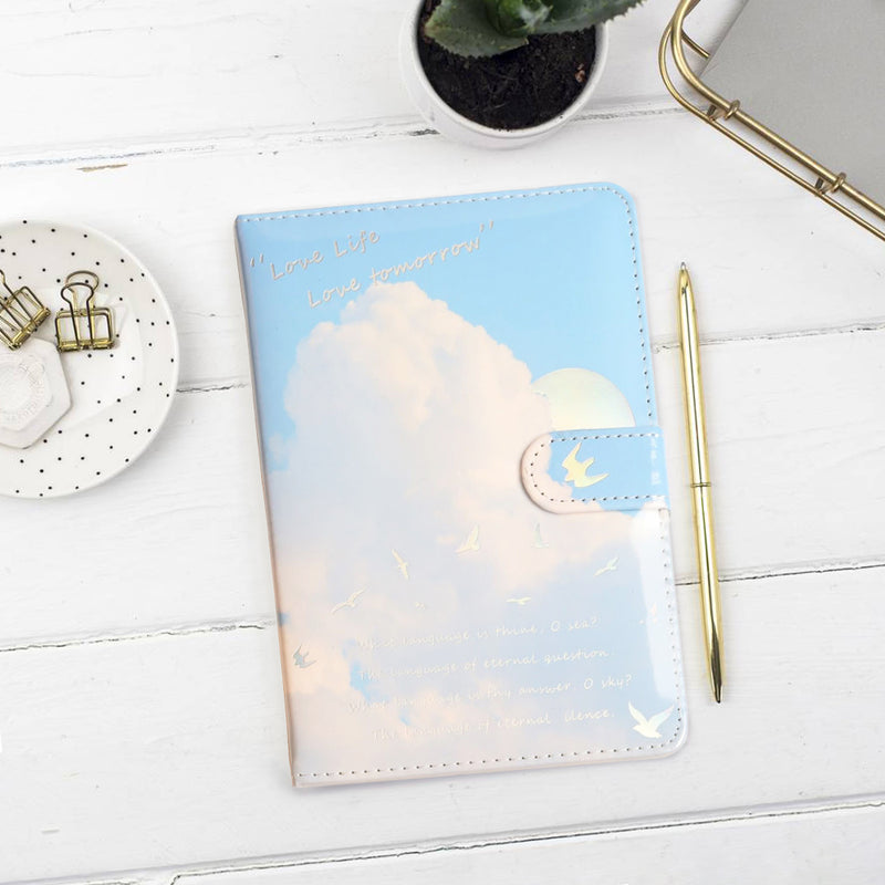 Mumuso 36K Pu Notebook With Magnetic Clasp - Clouds