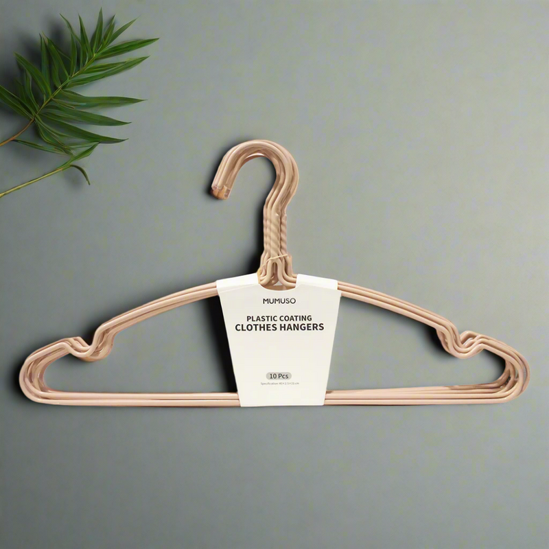 Mumuso Metallic Clothes Hanger with Plastic Coating 10 pieces per pack - Pink