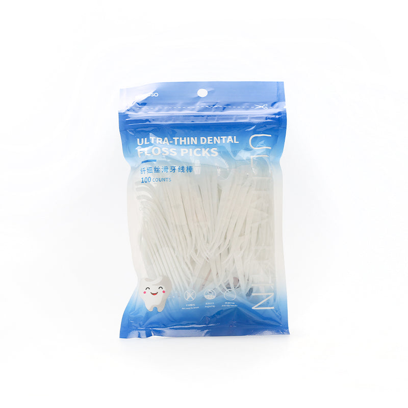 Mumuso Ultra-Thin Dental Floss Picks - 100 Count