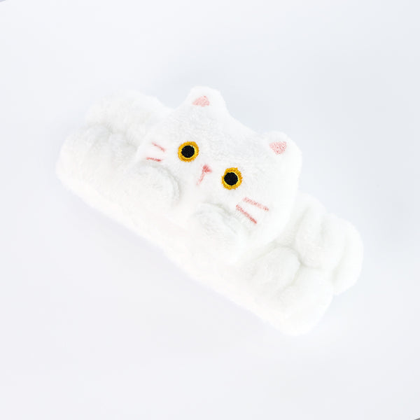 Mumuso Flannel Headband with Cat - White