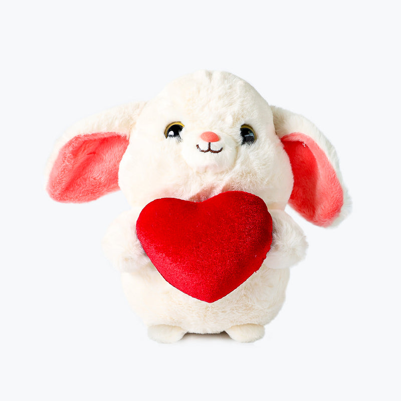 Mumuso Plush Toy (Cute Bunny With Red Heart/25 Cm)