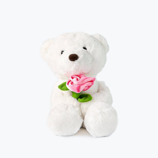 Mumuso Plush Toy (White Bear With Rose/35 Cm)