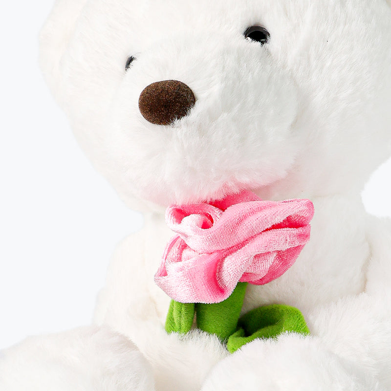 Mumuso Plush Toy (White Bear With Rose/35 Cm)