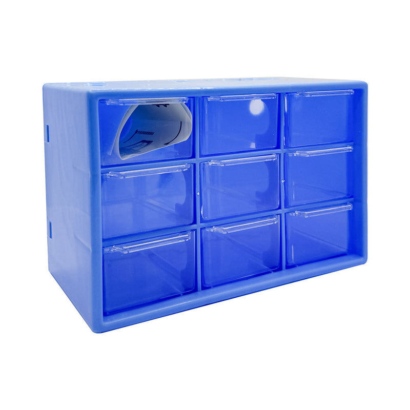 Mumuso 9-Drawer Storage Organizer - Cartoon Vehicles (Blue)