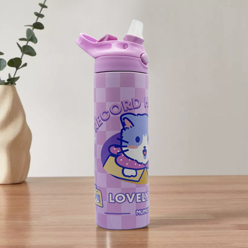 Mumuso  Insulated Water Bottle with Flip Top Lid - Pink