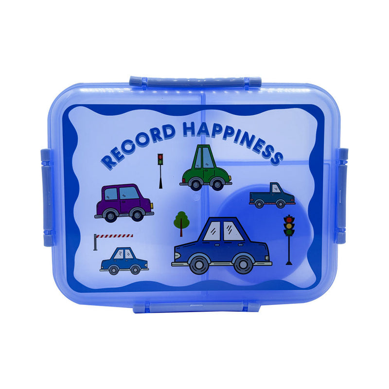 Mumuso Multi-Purpose Lunch Box - Cartoon Vehicles (Blue)