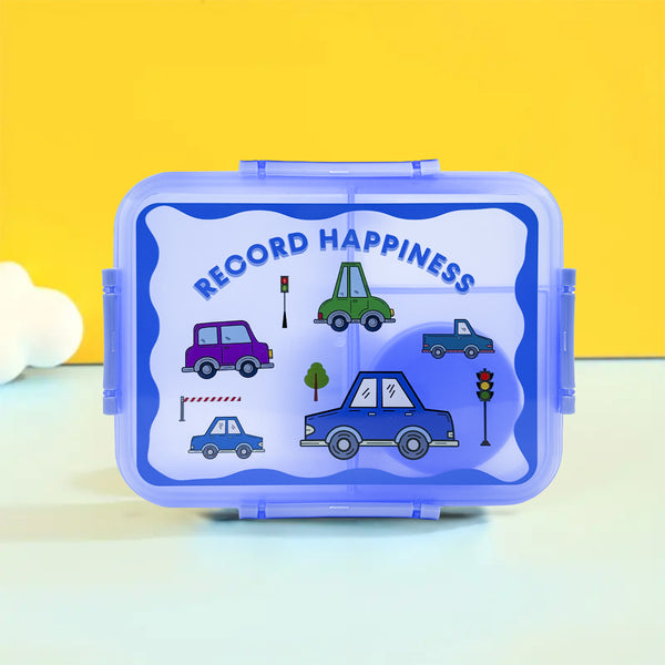 Mumuso Multi-Purpose Lunch Box - Cartoon Vehicles (Blue)
