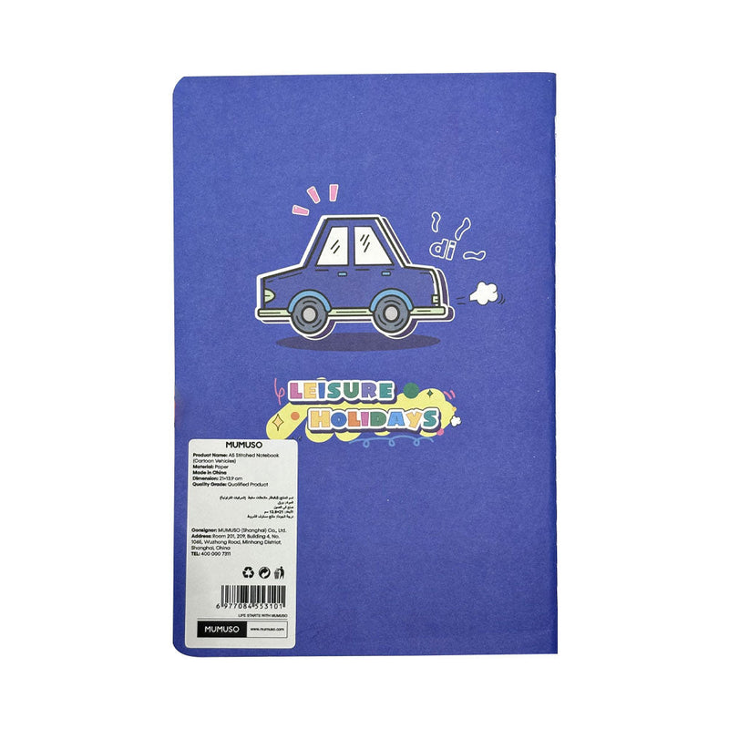 Mumuso A5 Stitched Notebook - Cartoon Vehicles