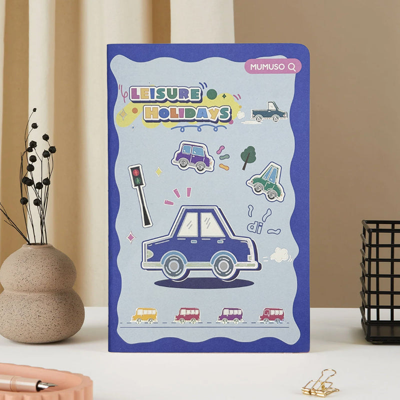 Mumuso A5 Stitched Notebook - Cartoon Vehicles