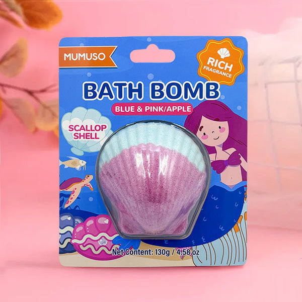 Mumuso Scallop Shell Bath Bomb - Blue & Pink