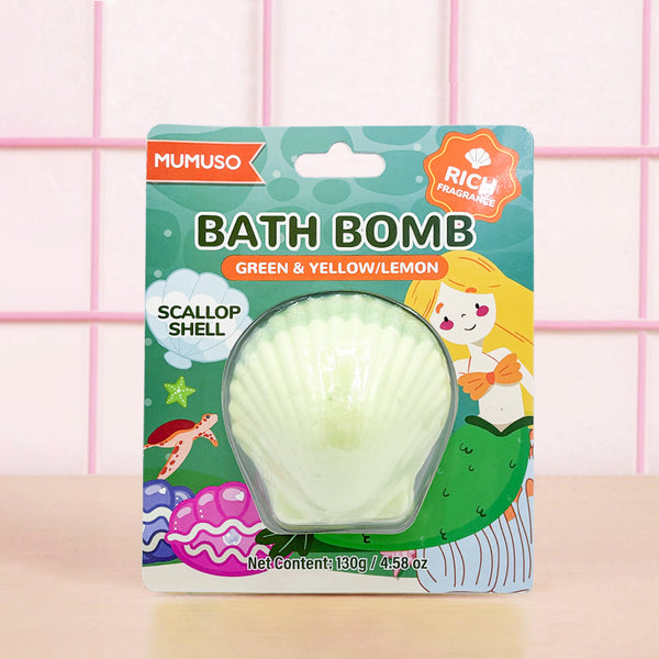 Mumuso Scallop Shell Bath Bomb - Green & Yellow