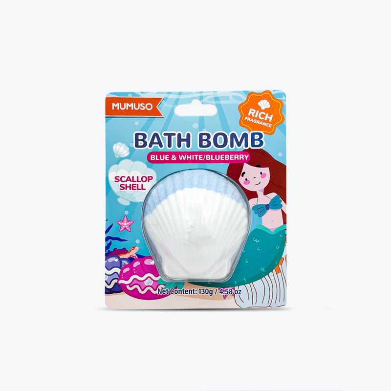 Mumuso Scallop Shell Bath Bomb - Blue & White