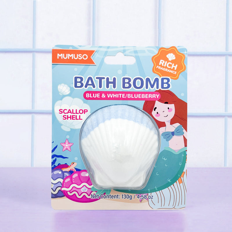 Mumuso Scallop Shell Bath Bomb - Blue & White