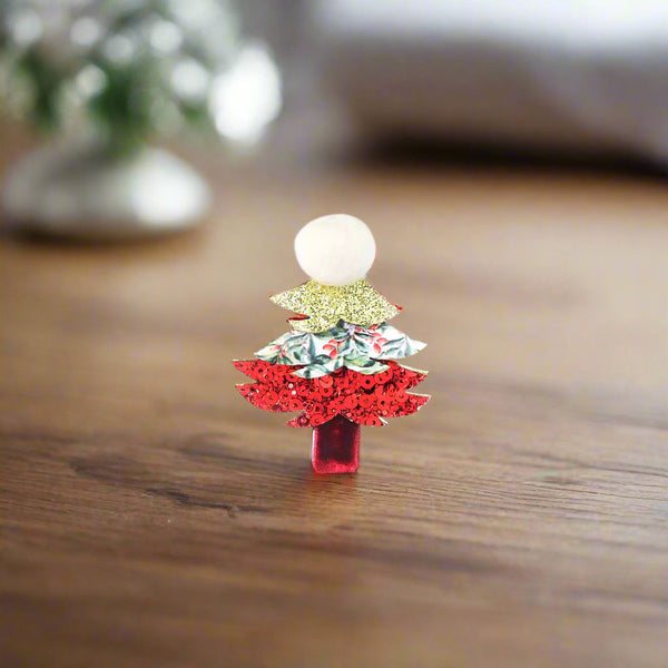 Mumuso Mj-Red Sequin Christmas Tree Hairpin