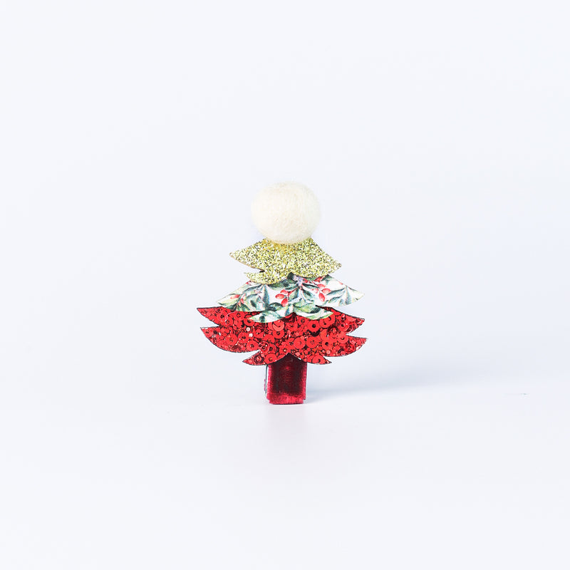 Mumuso Mj-Red Sequin Christmas Tree Hairpin