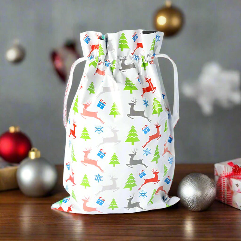 Mumuso Christmas Drawstring Gift Bag (Christmas Party/White/M)